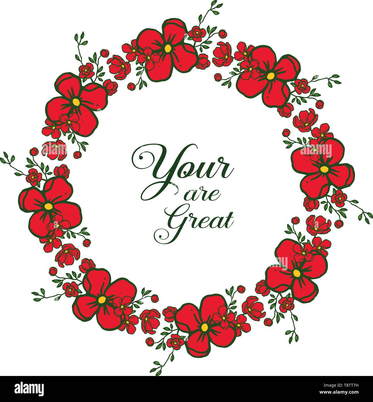 Vector illustration greeting card your are great with elegant red ...