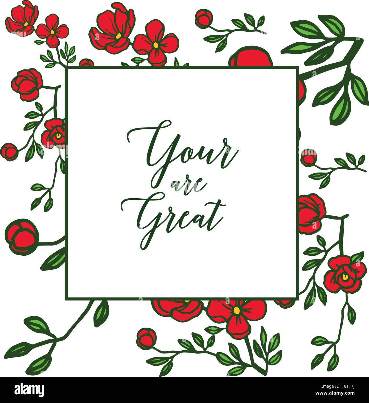 Vector illustration greeting card your are great with elegant red ...