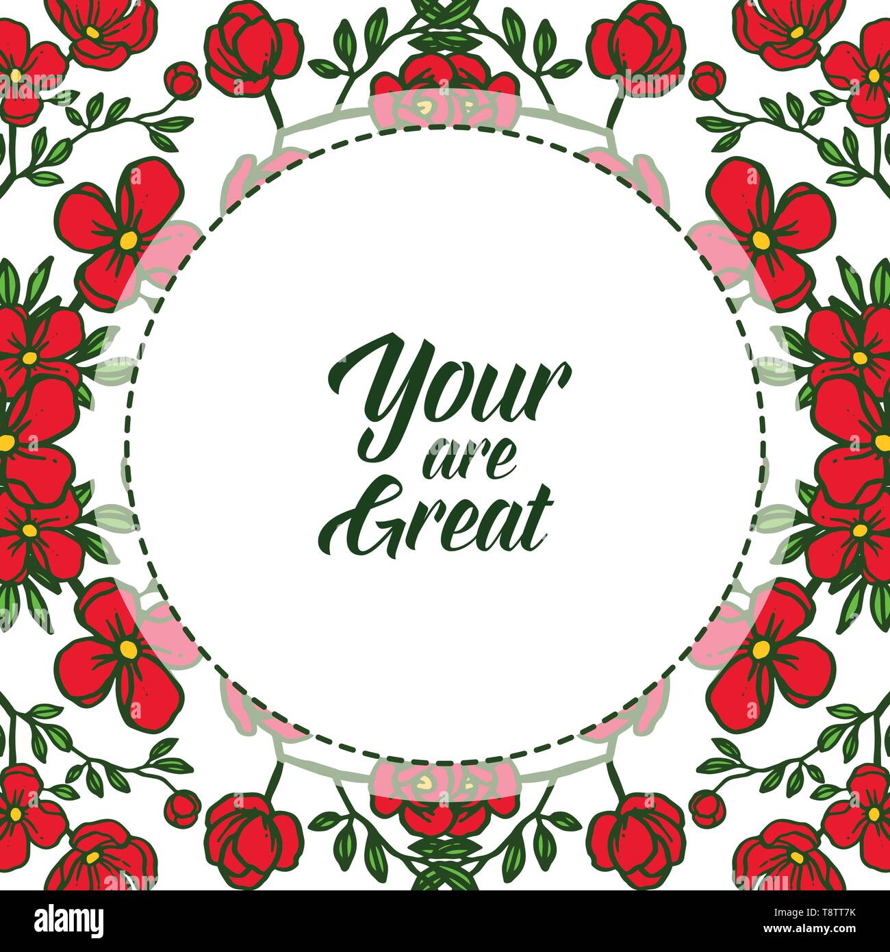 Vector illustration greeting card your are great with elegant red ...