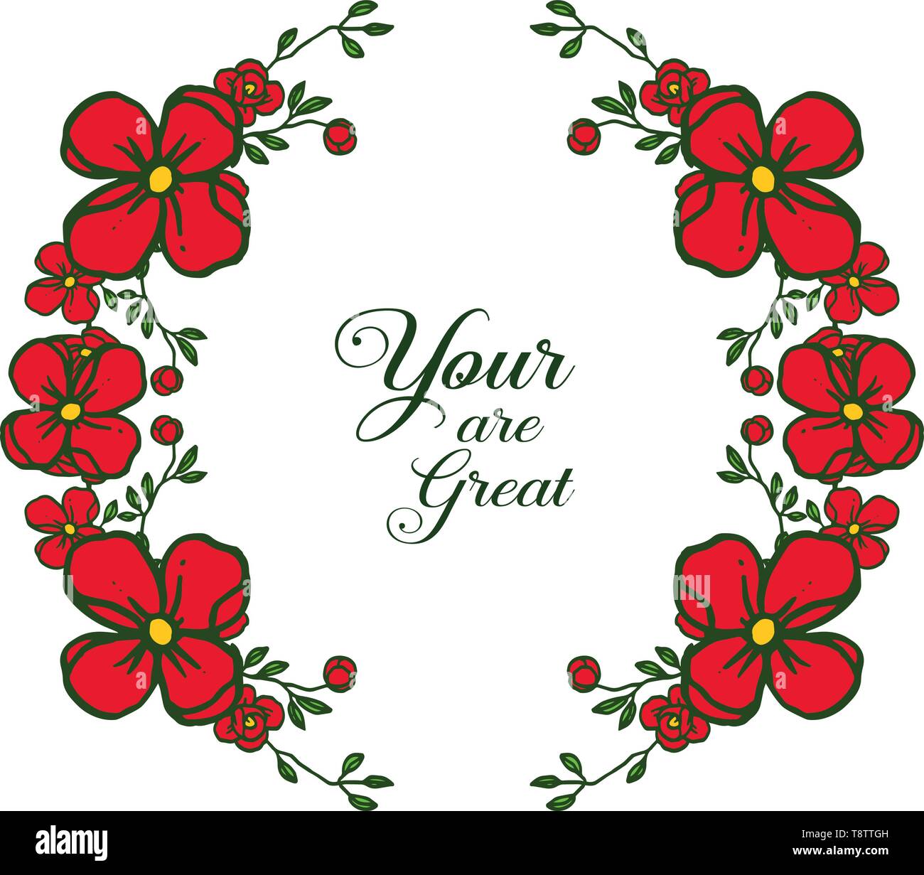Vector illustration banner your are great with crowd red flower frames ...