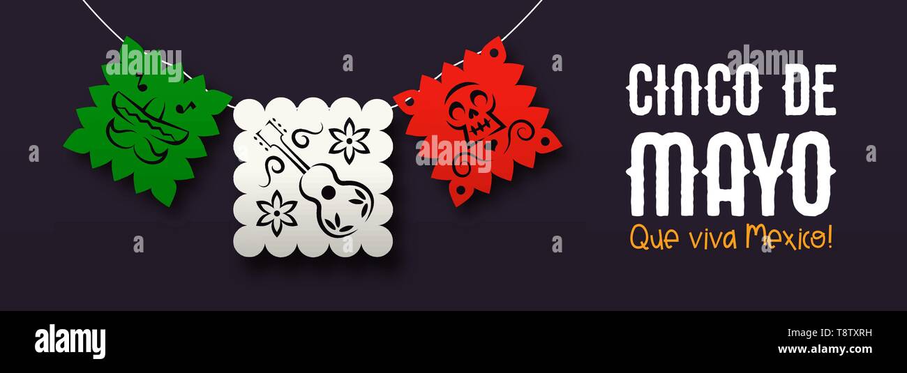 Cinco De Mayo Mexico Celebration Web Banner Illustration