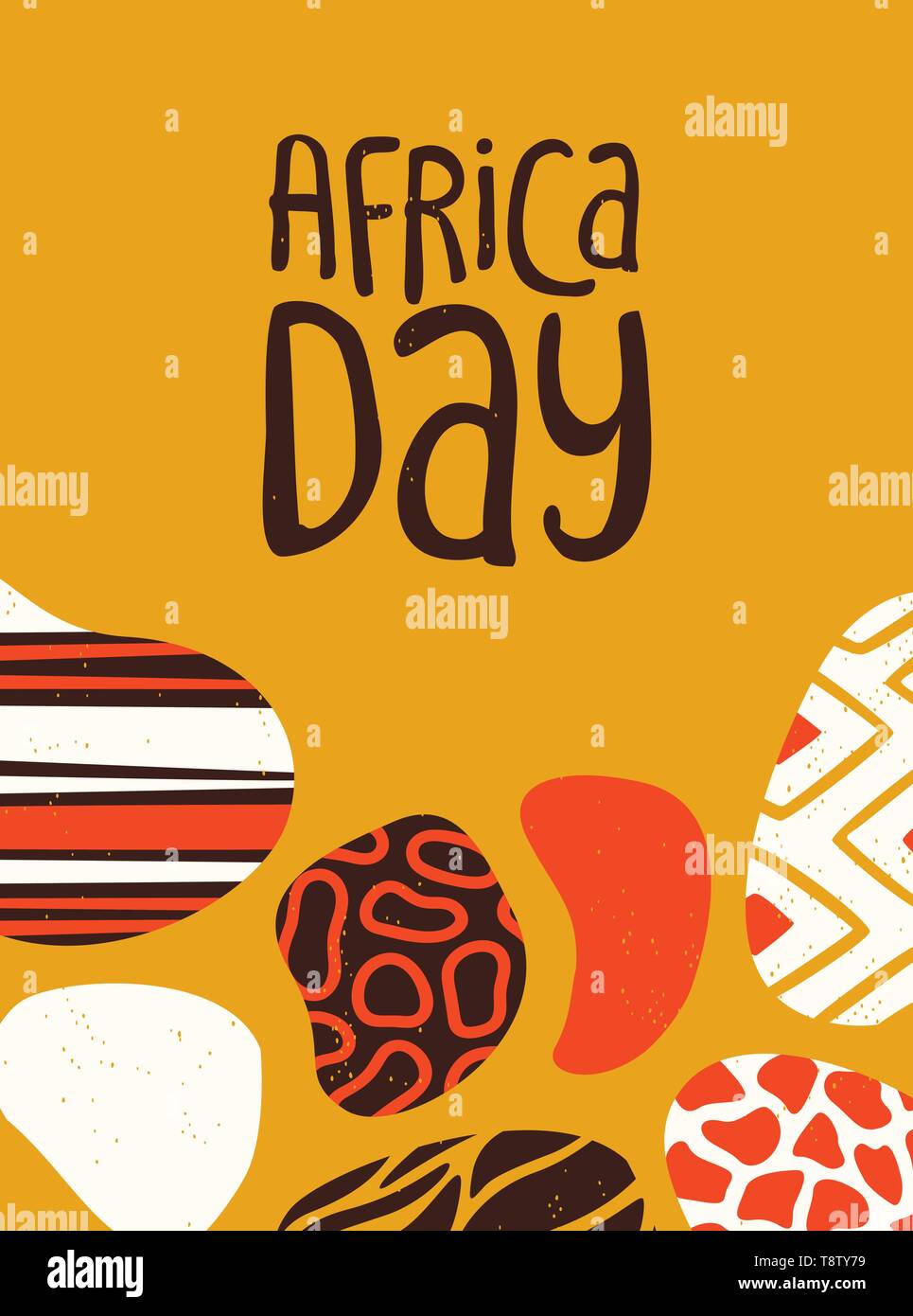 Happy Africa Day poster illustration with traditional tribal hand drawn