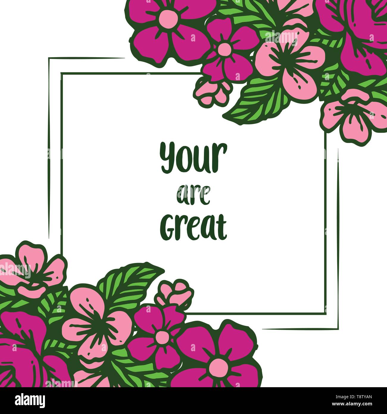 Vector illustration decor card your are great with pattern art leaf ...