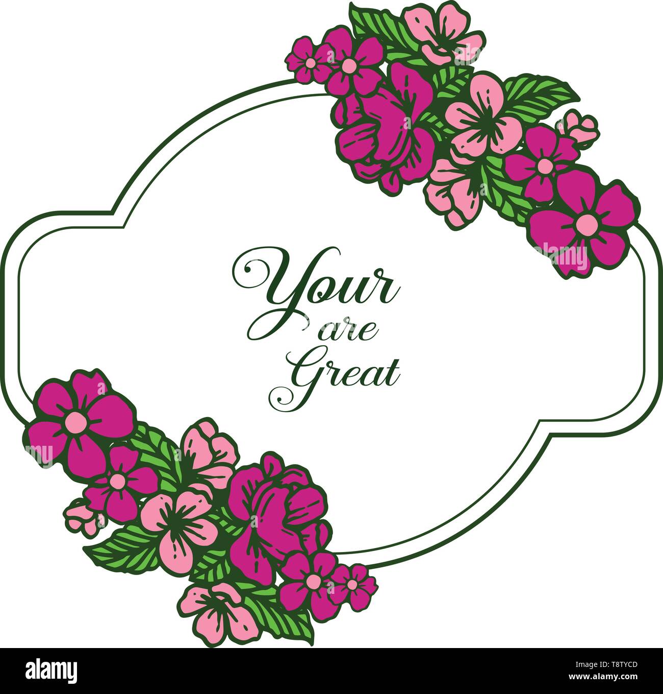 Vector illustration greeting card your are great with colorful wreath ...