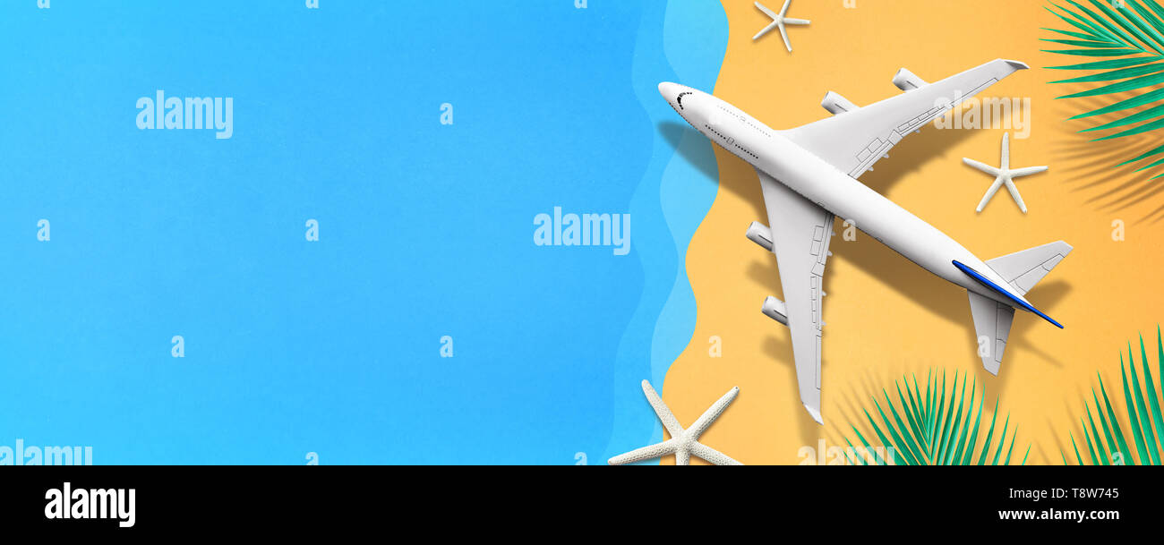 Download Mock Up Plane Airplane On Sea Beach Paper Art Background Trip Journey And Holiday Summer Concepts Ideas Banner Copy Space Stock Photo Alamy
