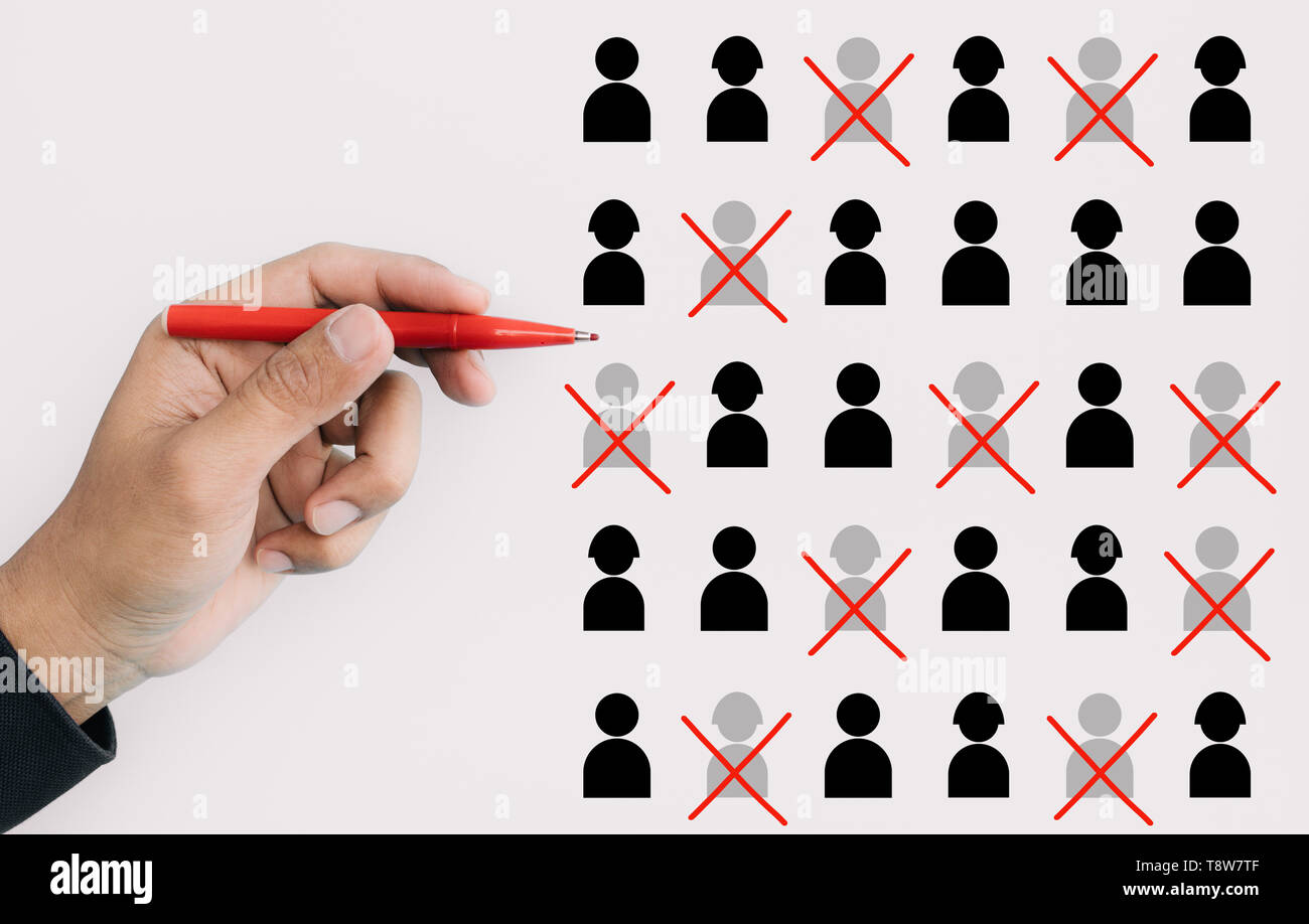 Performance and human resource management concepts with manager or ceo selected staff sign for build team.Business development and competition ideas Stock Photo