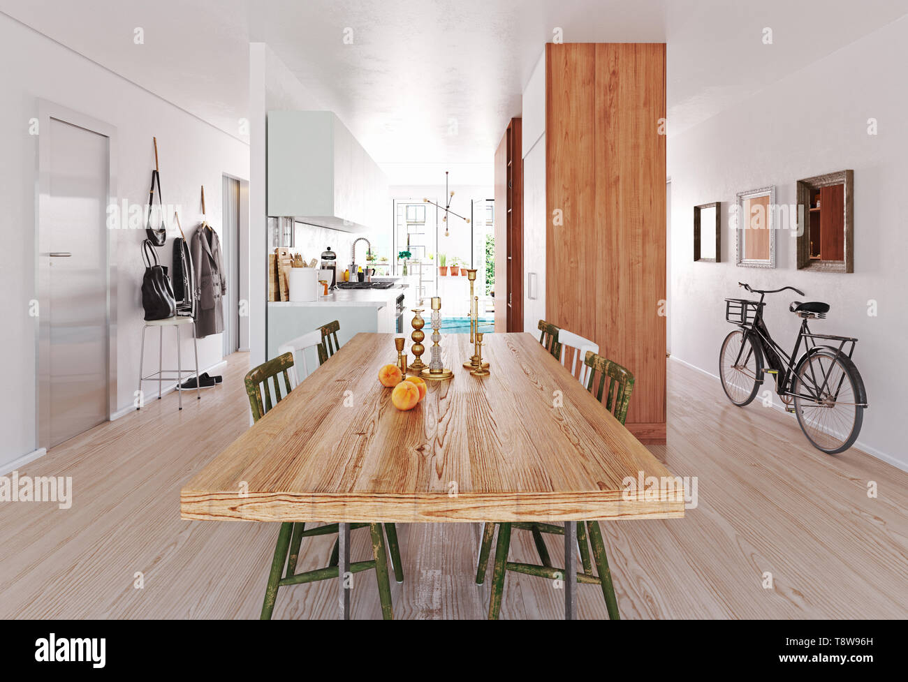 modern scandinavian style interior. 3d rendering design Stock Photo - Alamy