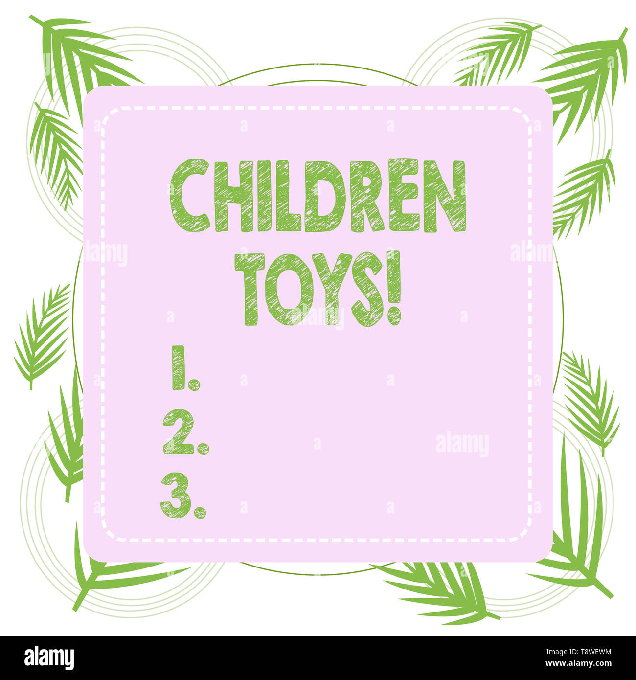 Text sign showing Children Toys. Business photo text An object that children play with to develop their motor skill Stock Photo