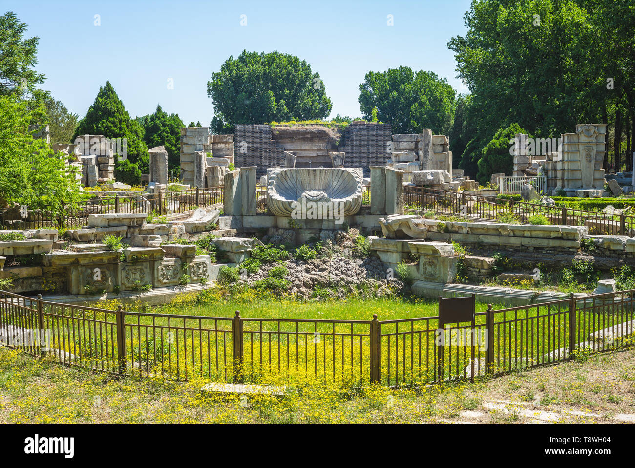 Ruins in Yuanming yuan at Beijing, China Stock Photo
