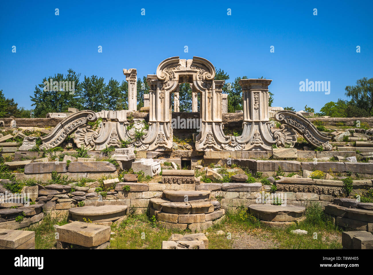 Ruins in Yuanming yuan at Beijing, China Stock Photo