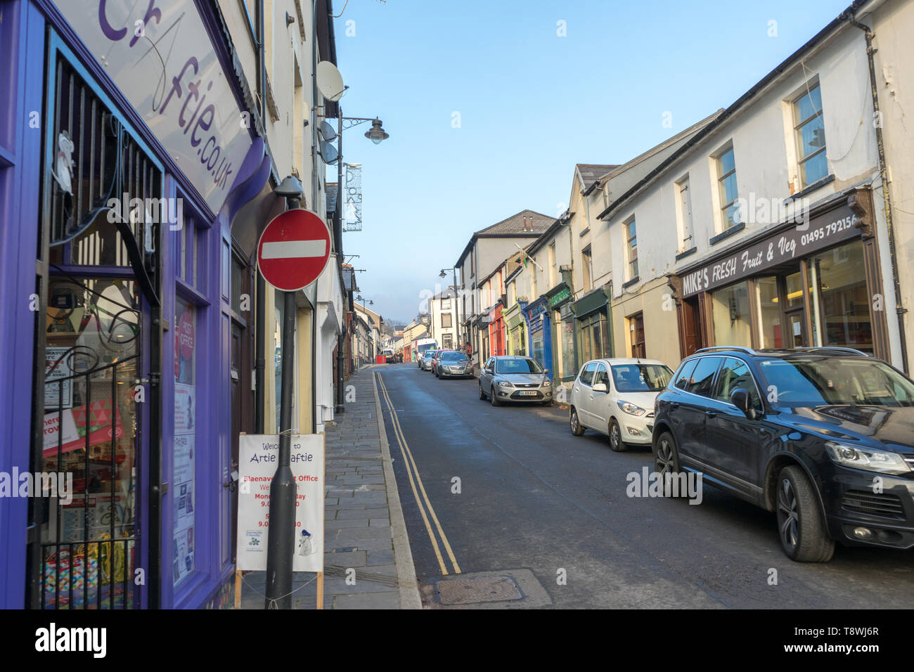 Blaenavon, street scene with shops Stock Photo Alamy