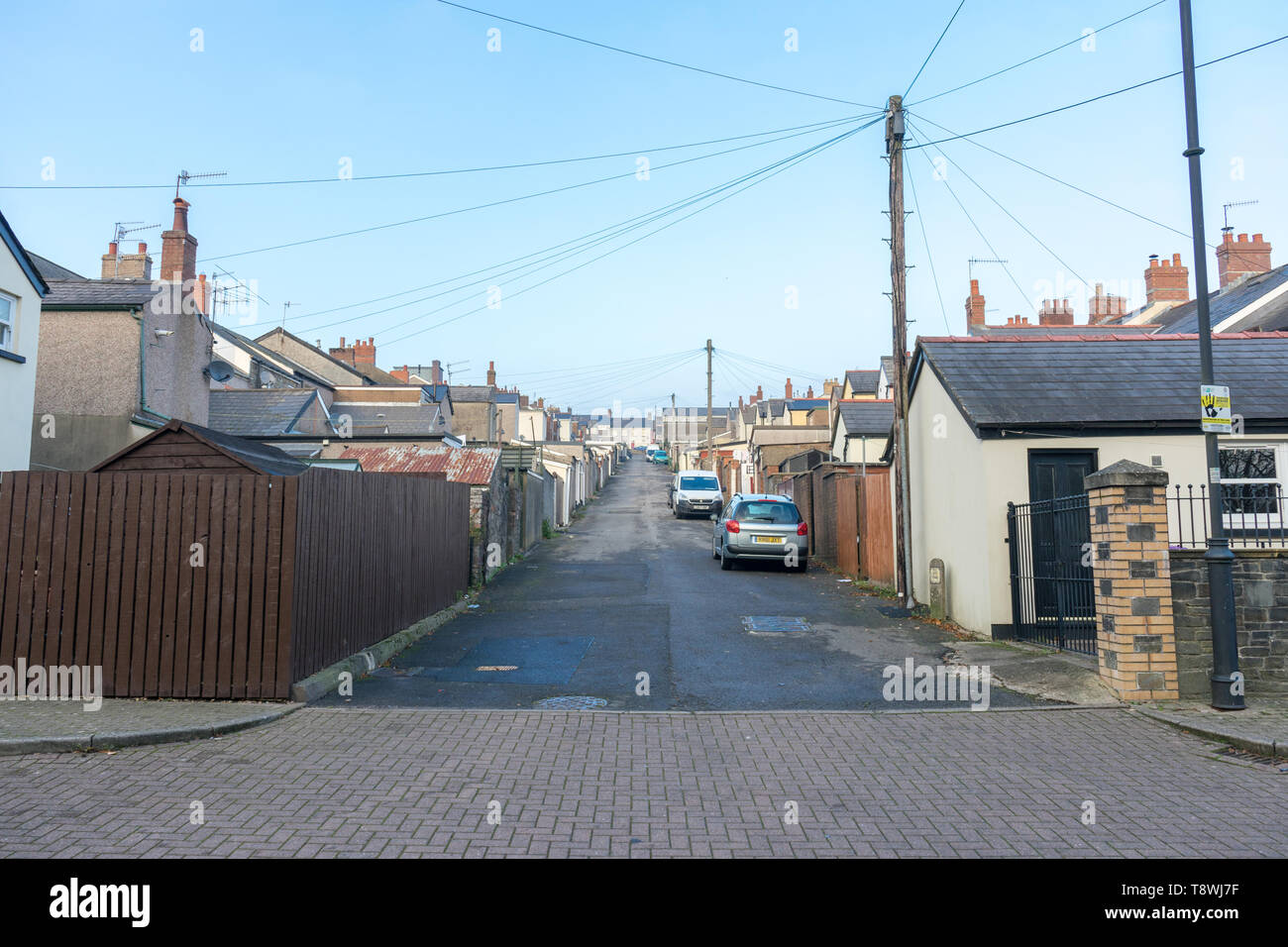 Terraced houses, South Wales street scene Stock Photo