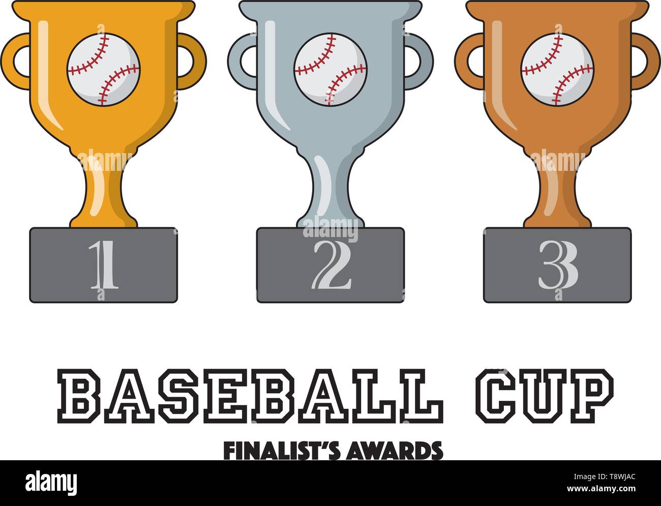 Baseball Cup Finalists Awards in Gold, Silver and Bronze Vector Symbols ...