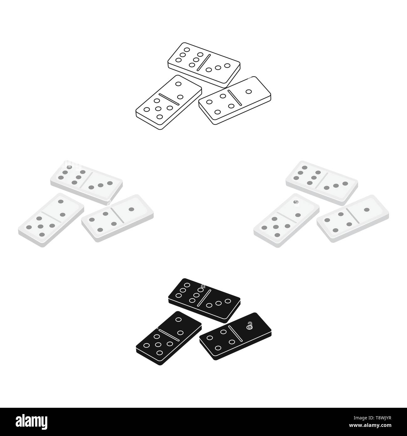 Premium Vector  Set white domino game block with shadow.