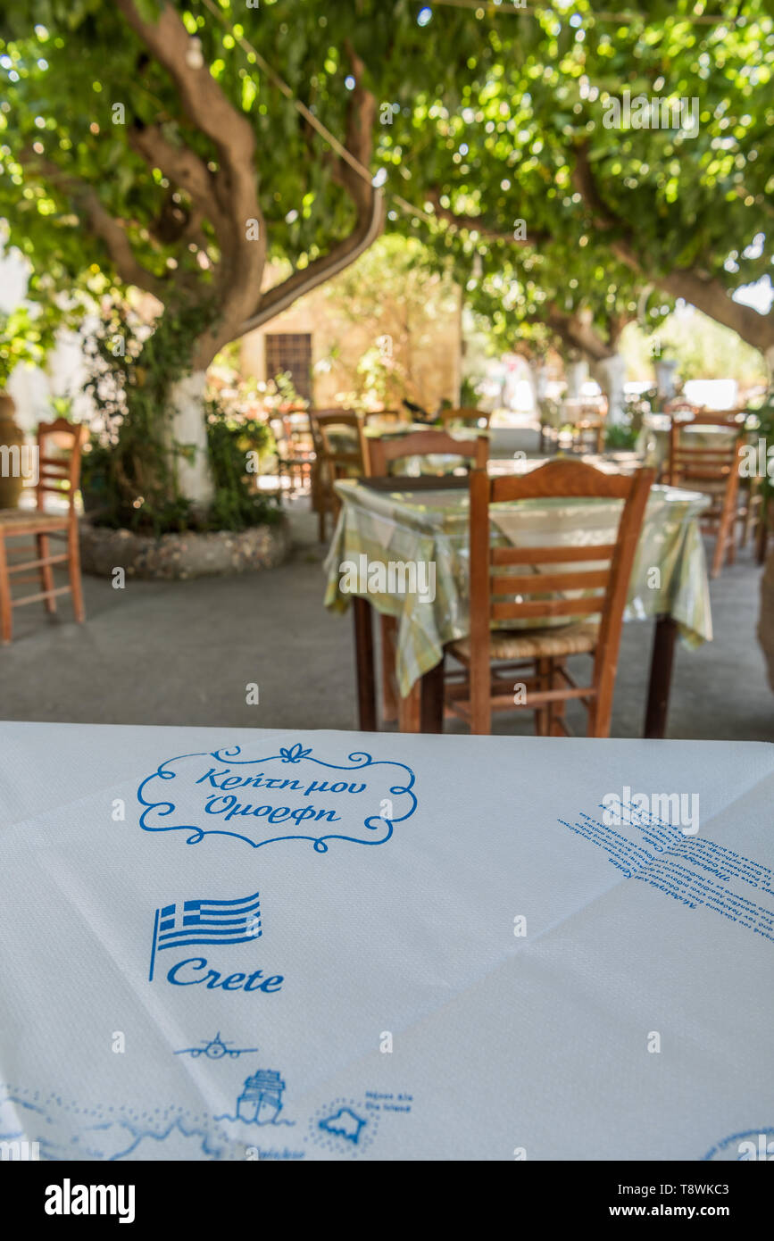 Traditional greek restaurant on Crete Stock Photo Alamy