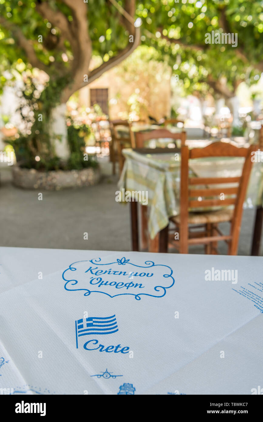 Traditional greek restaurant on Crete Stock Photo Alamy