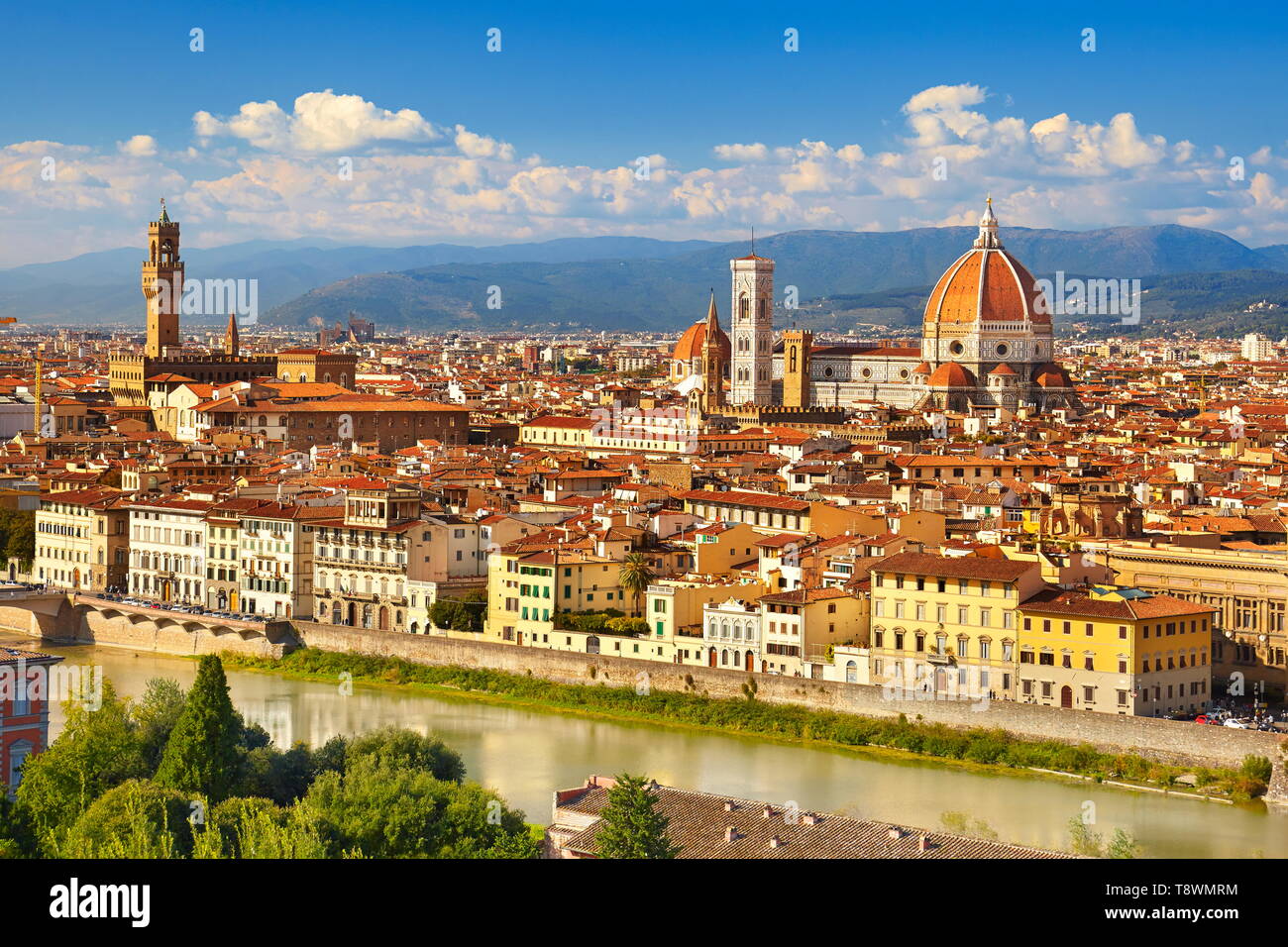 Cityscape view of Florence from the Piazzale Michelangelo, Tuscany, Italy Stock Photo