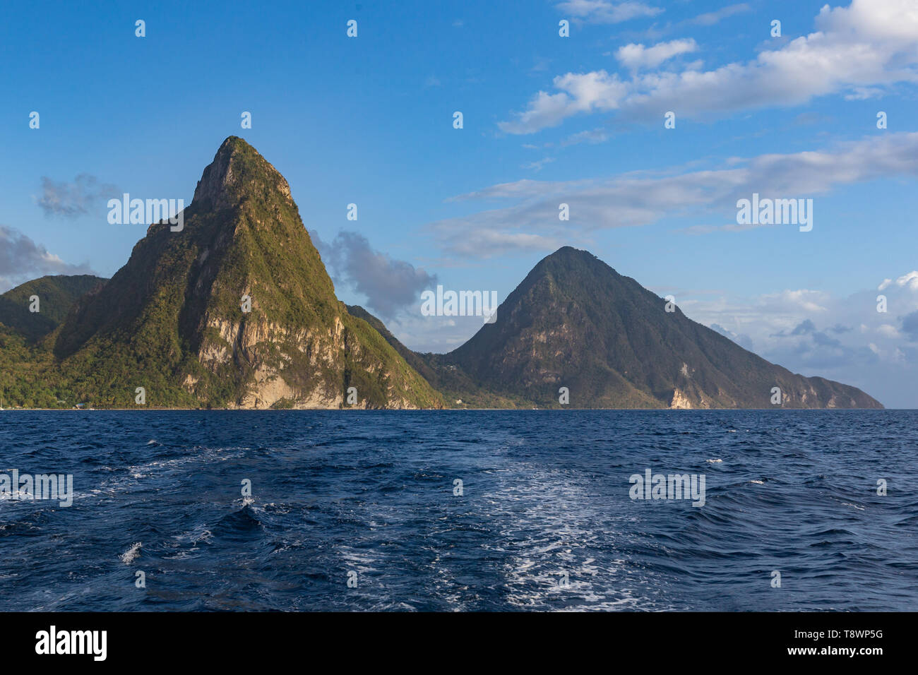 The magnificent Pitons on the island of St Lucia in the Caribbean Stock Photo