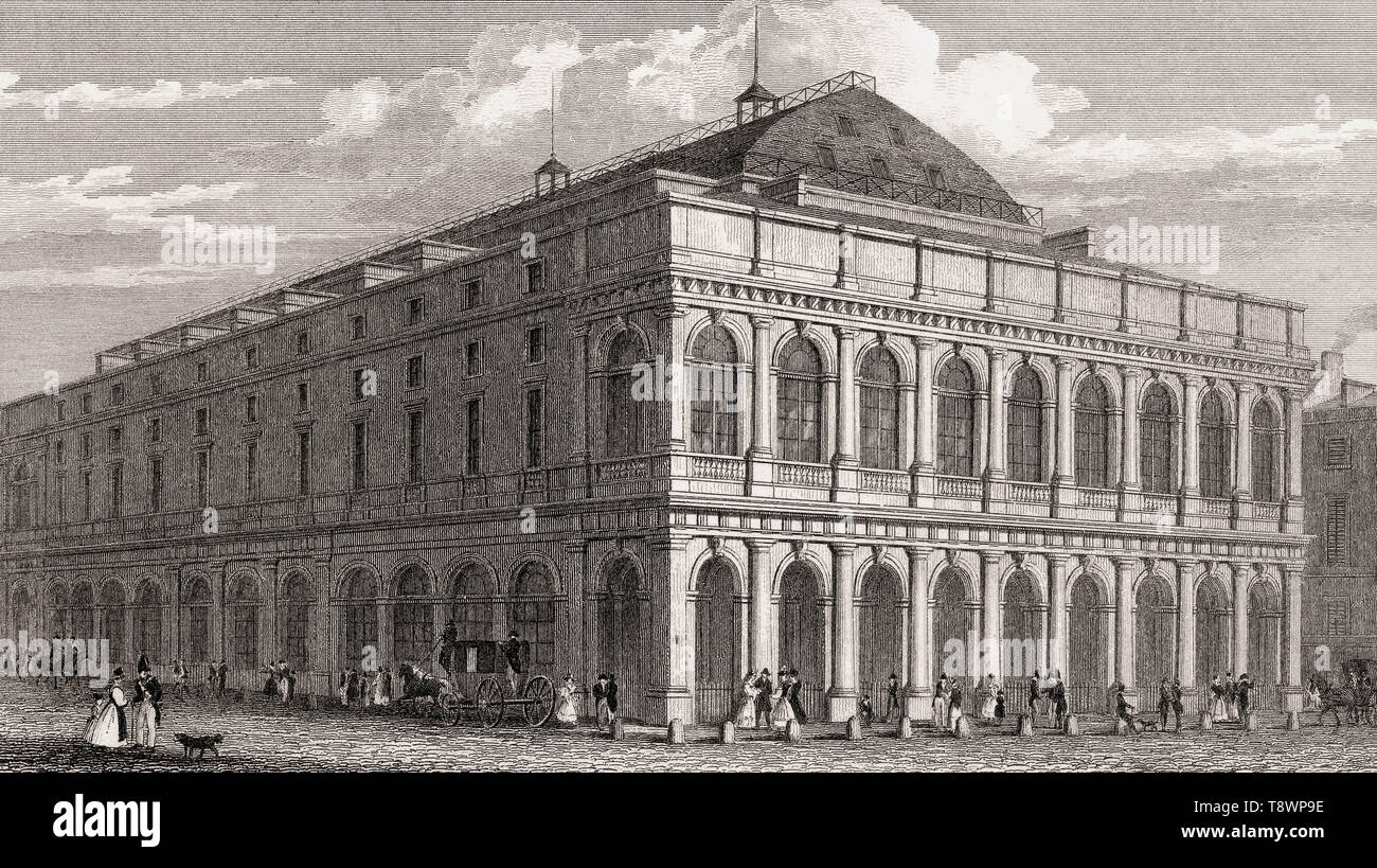 The Salle Ventadour, a former Parisian theatre, antique steel engraved print, 1831 Stock Photo