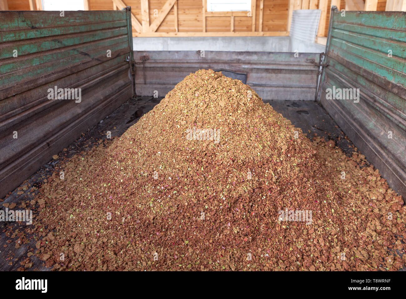 Apple pomace - By-product is produced when pressing apple juice and we use it for feeding wild game in the winter months Stock Photo