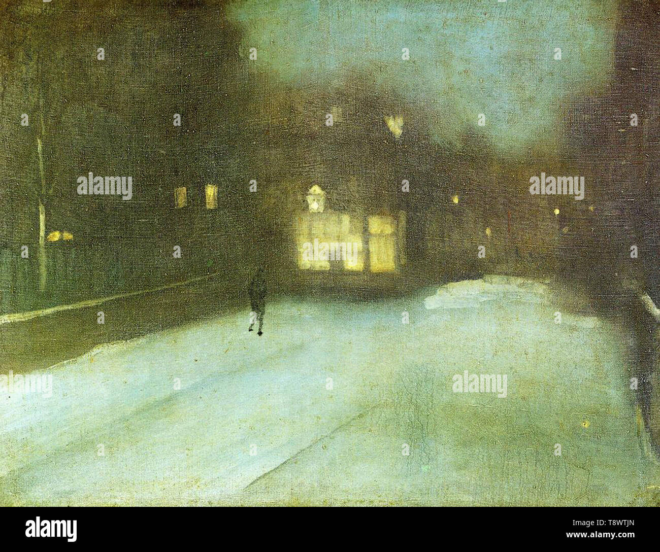 James Abbott Mcneill Whistler  - Nocturne Grey Gold Chelse Snow 1876 Stock Photo