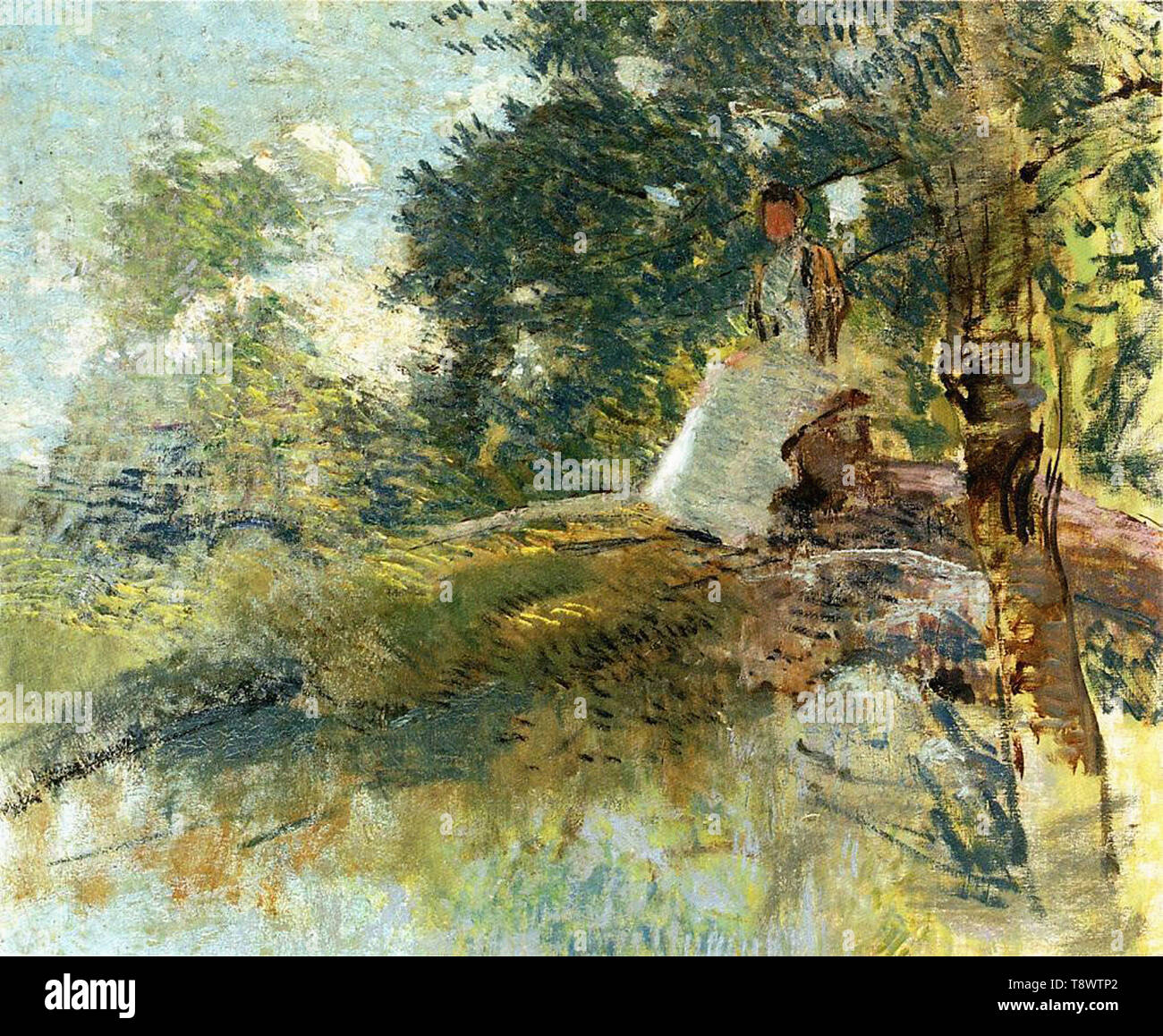 Julian Alden Weir Landscape With Seated Figure Stock Photo Alamy