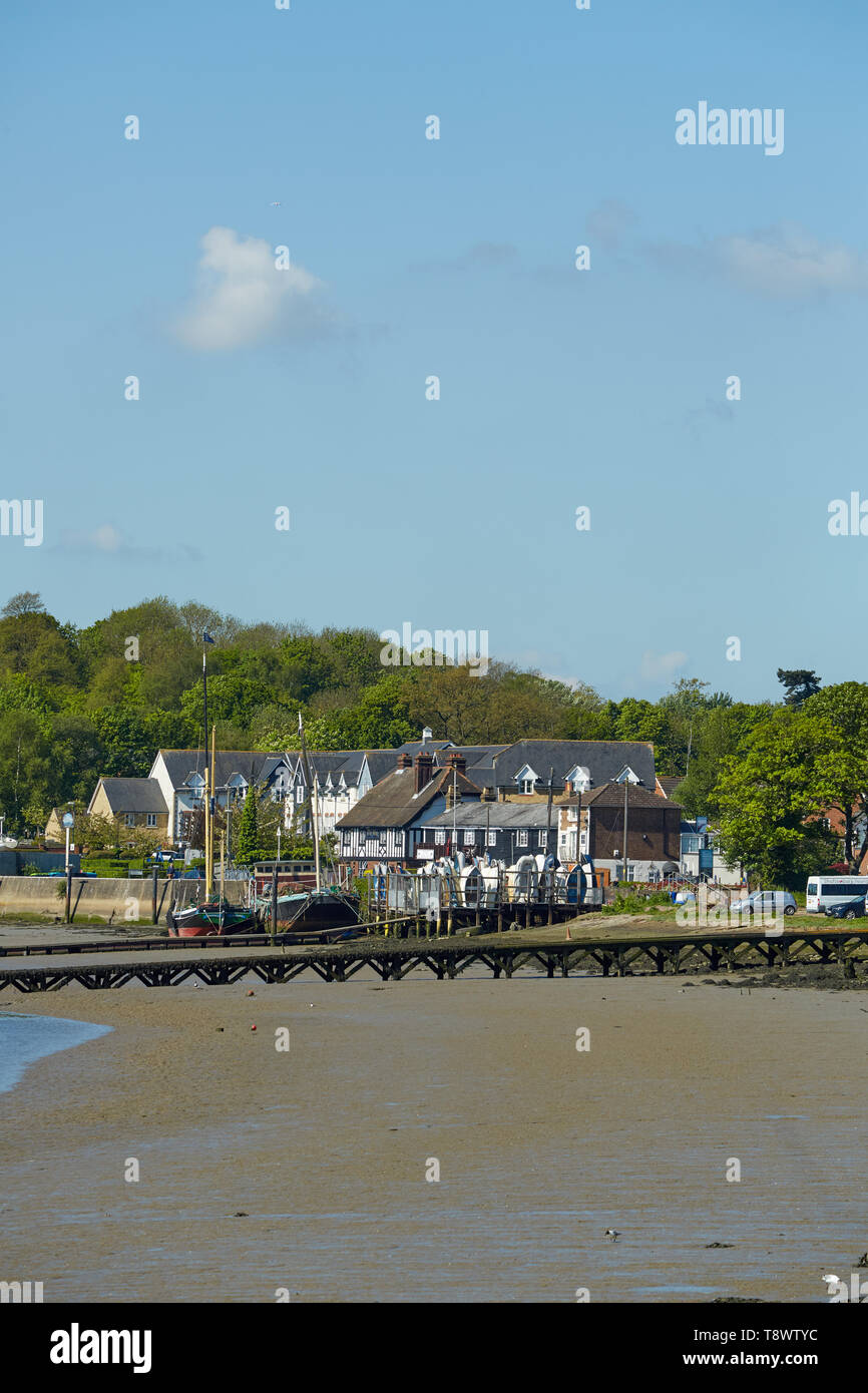 Riverside housing on the River Medway at Lower Upnor, Kent,UK Stock