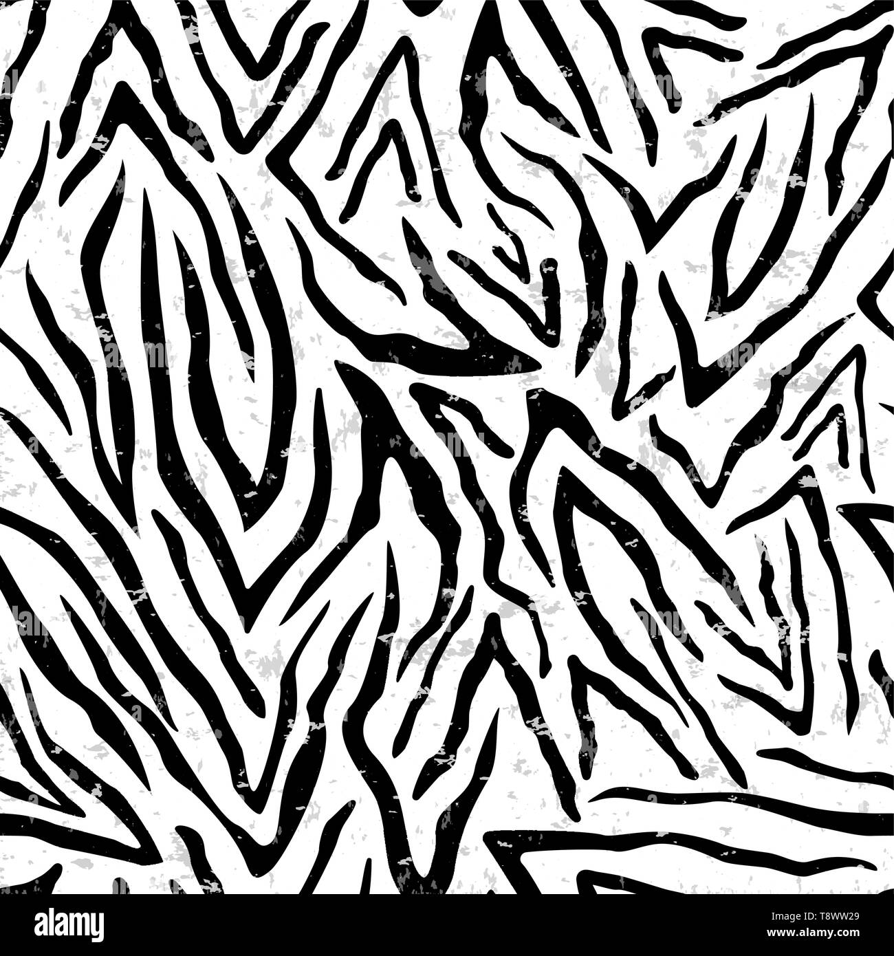 Zebra print seamless pattern. Wild animal skin background with grunge texture. Stock Vector