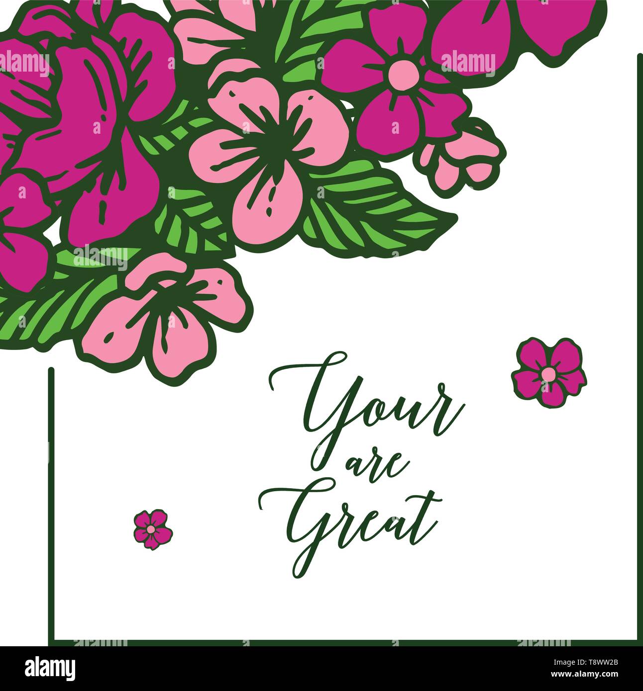 Vector illustration greeting card your are great with colorful wreath ...