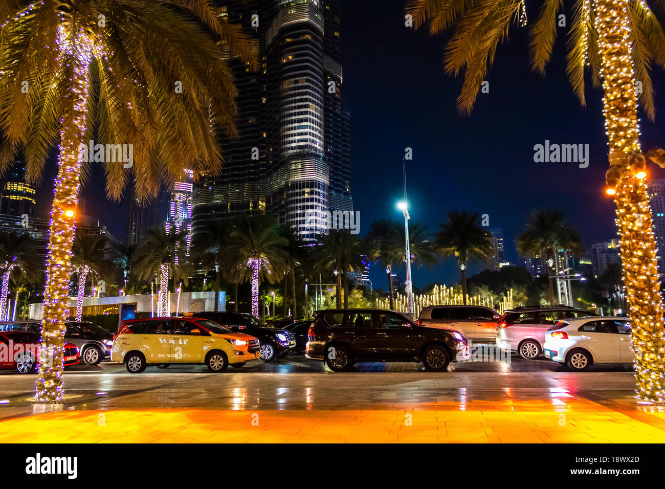 Dubai, UAE November 28, 2018 District downtown. View of street