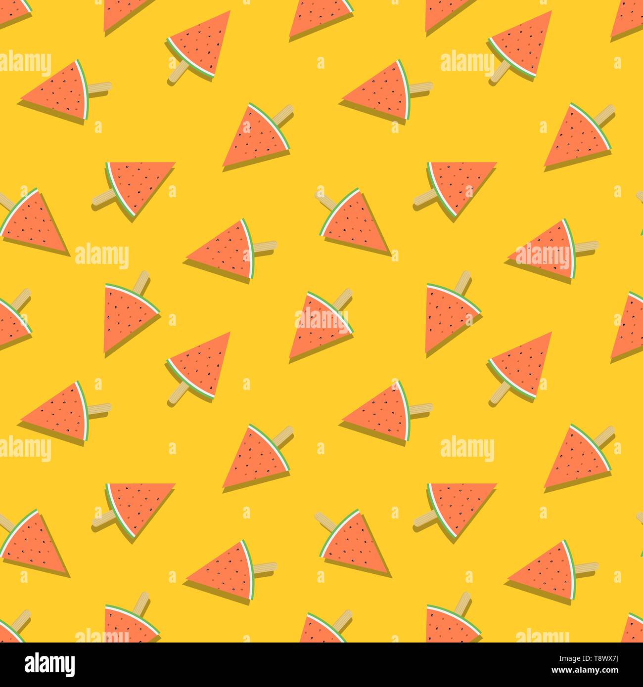 Summer season seamless pattern of exotic watermelon fruit ice cream ...