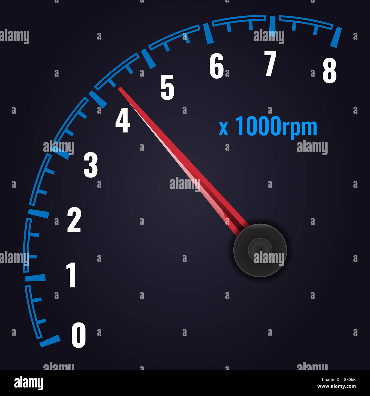 Tachometer up to 8 x 1000 rpm. Revolutioncounter gauge. illustration