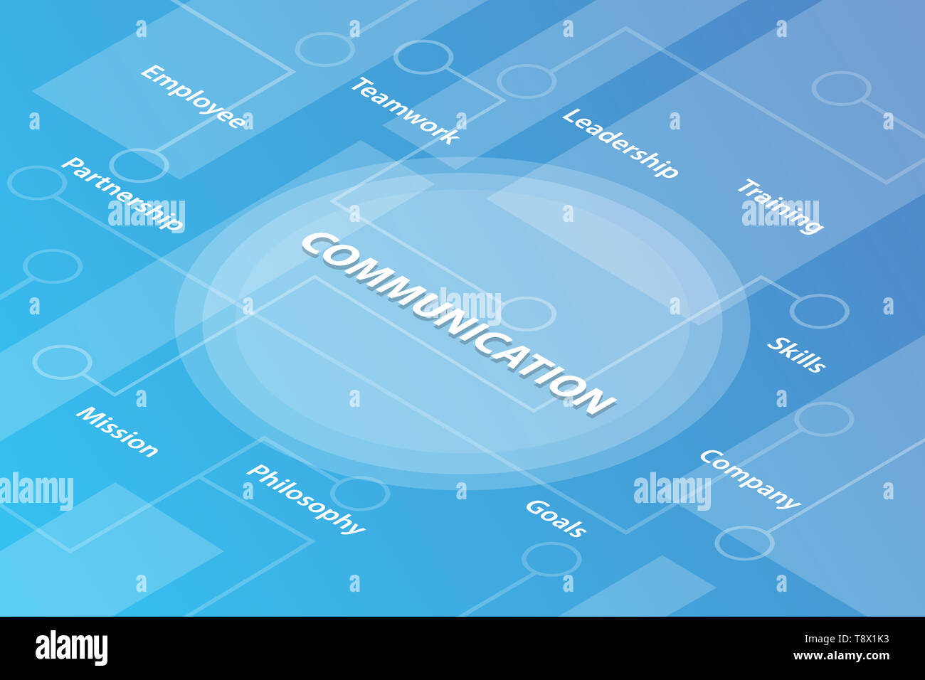 communication words isometric 3d word text concept with some related ...