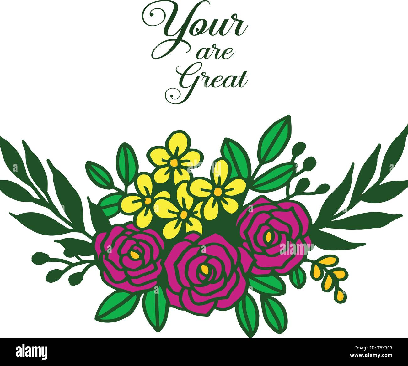 Vector illustration design card your are great with various style rose ...