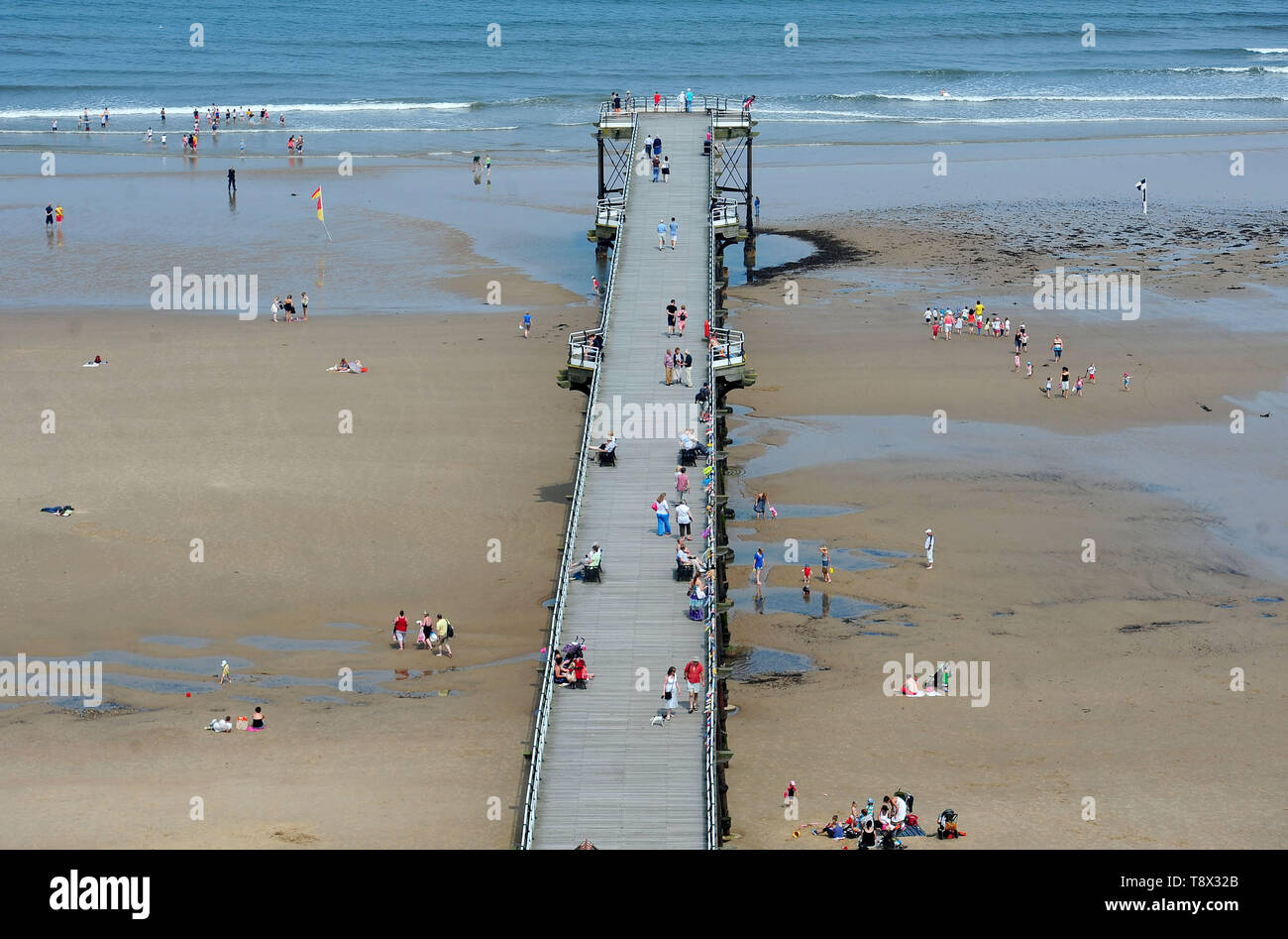 Families walk on saltburn pier saltburn by the sea beach hires stock photography and images Alamy