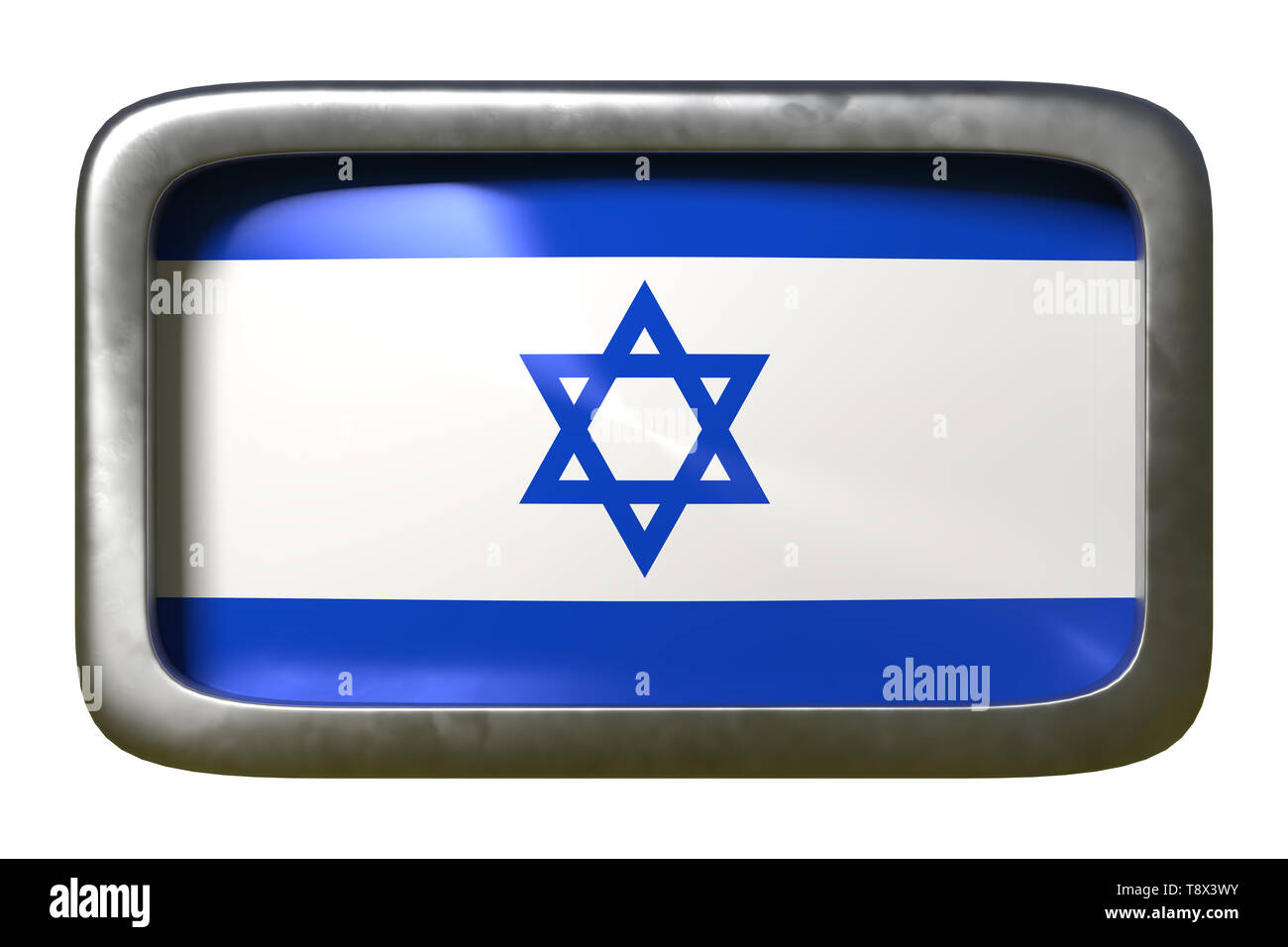 3d rendering of an Israel flag on a rusty sign isolated on white ...
