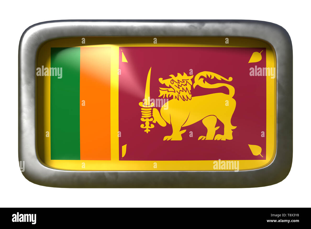 3d rendering of a Sri Lanka flag on a rusty sign isolated on white background Stock Photo