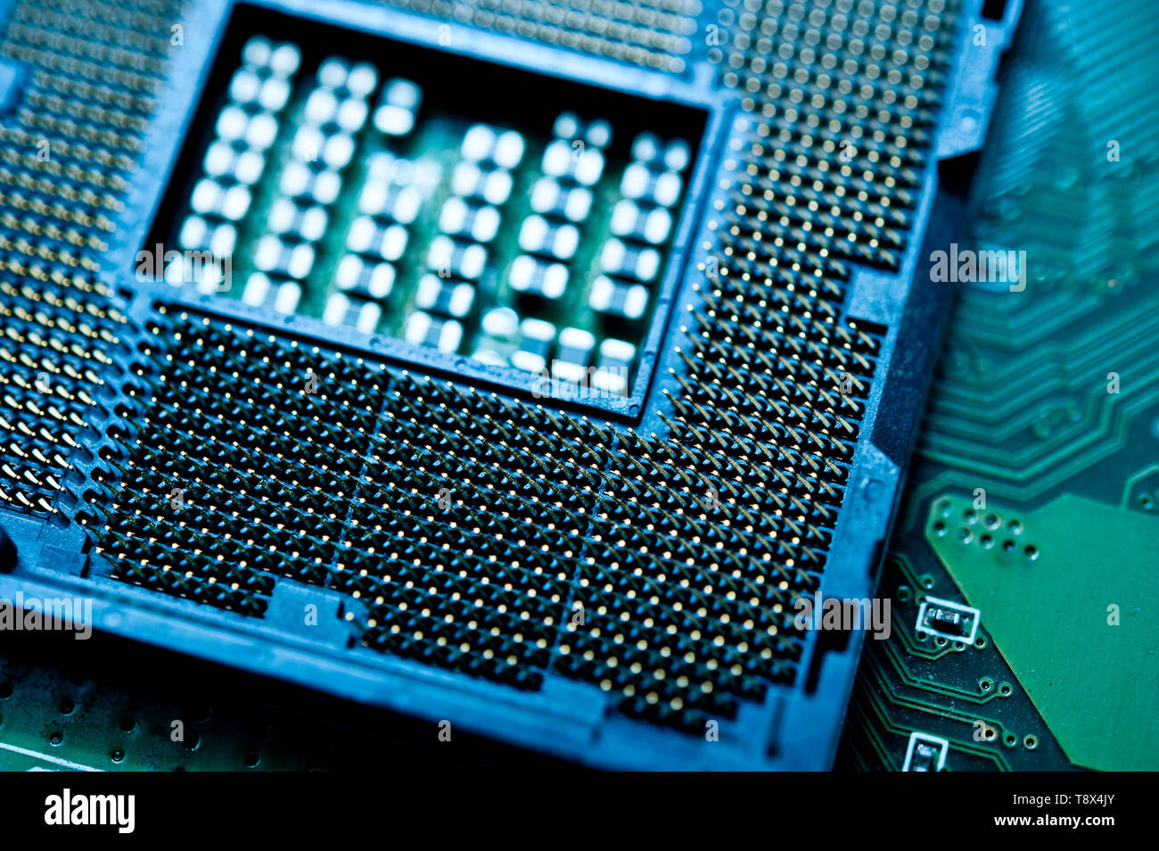macro detail of a computer CPU or central processing unit Stock Photo