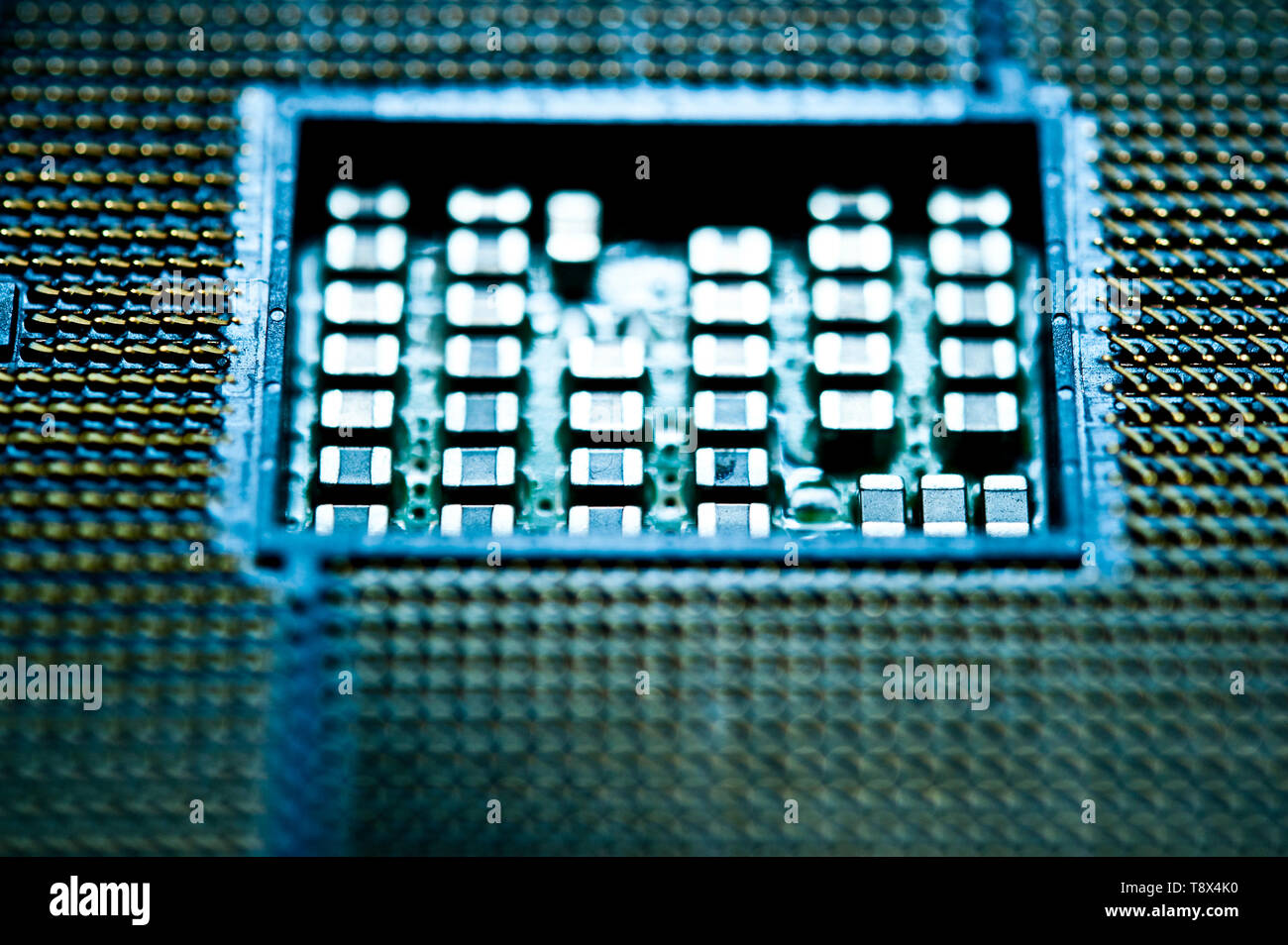macro detail of a computer CPU or central processing unit Stock Photo