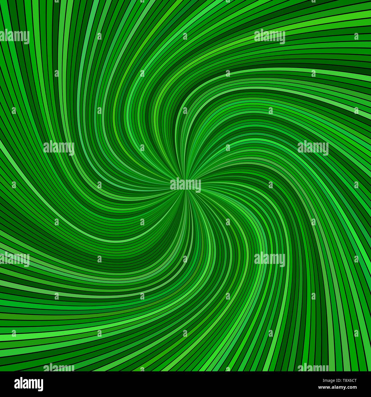Green psychedelic abstract vortex background with striped rays Stock Vector