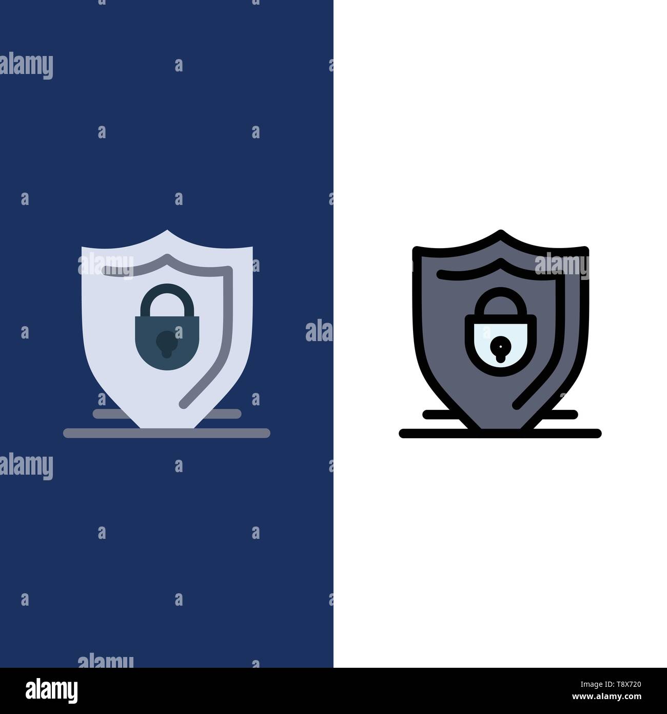 Internet, Shield, Lock, Security Icons. Flat and Line Filled Icon Set ...