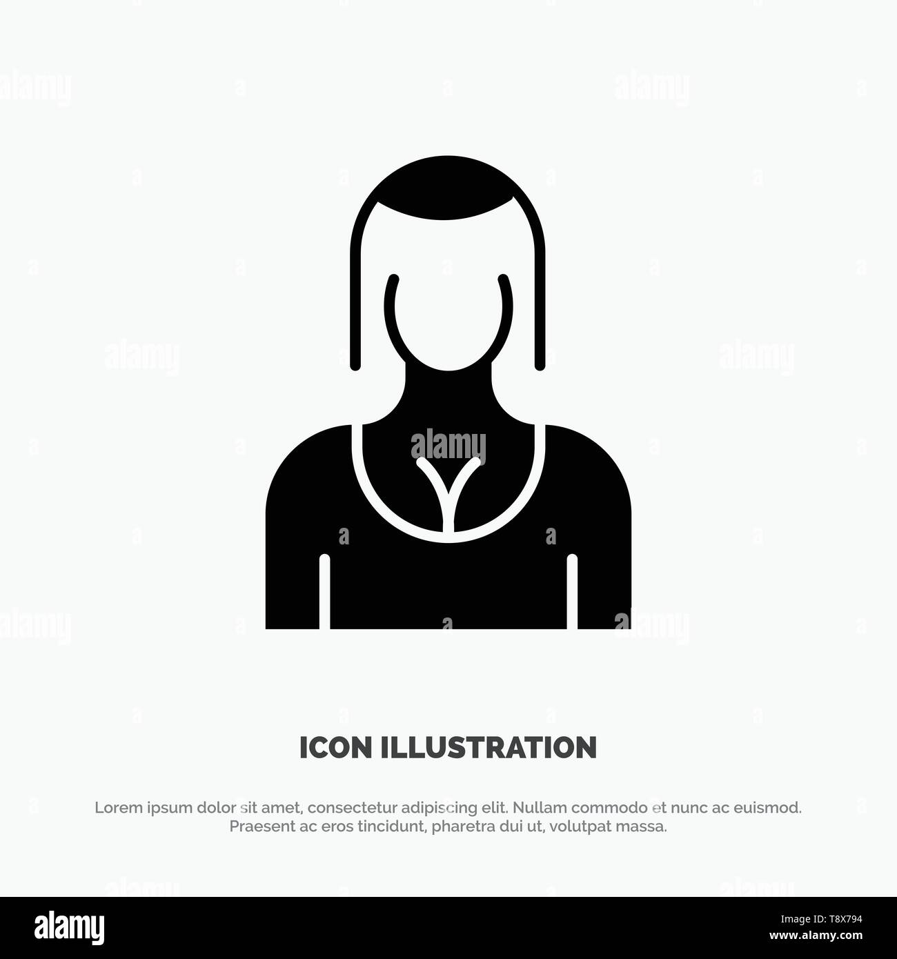 Actress, Avatar, Character, Girl, Lady solid Glyph Icon vector Stock Vector