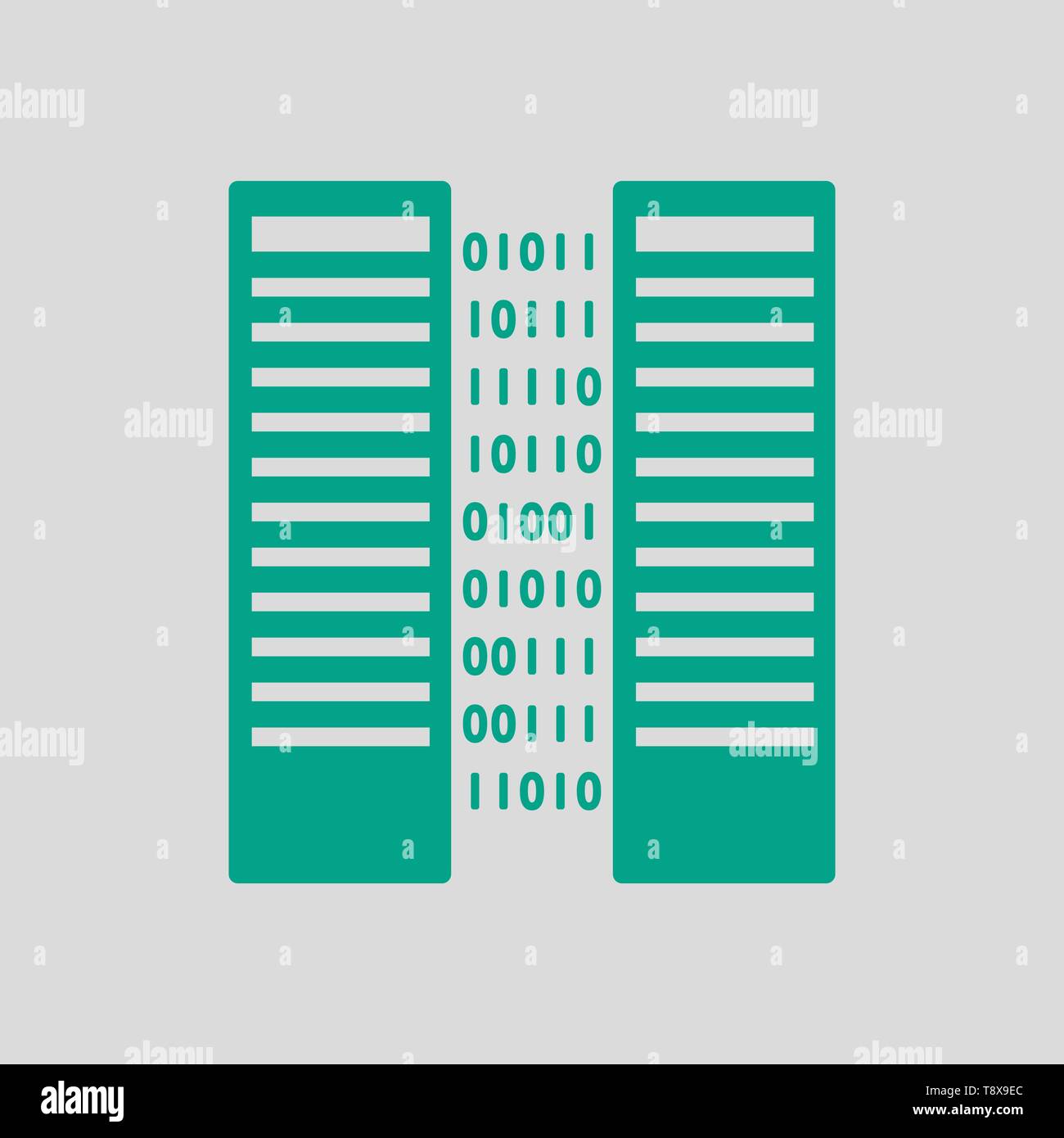 Server Icon. Green on Gray Background. Vector Illustration. Stock Vector