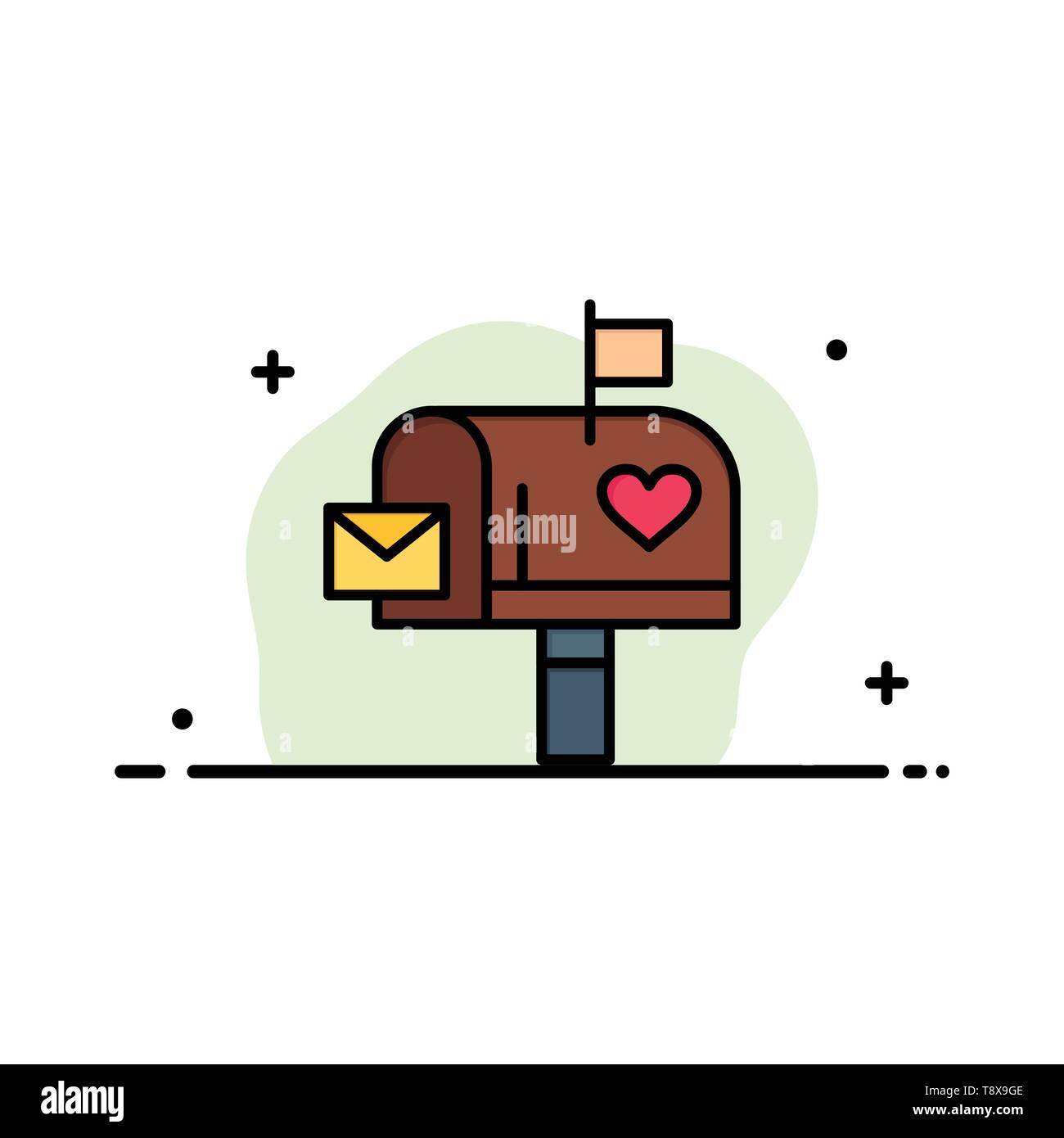 Mailbox Mail Love Letter Letterbox Business Flat Line Filled