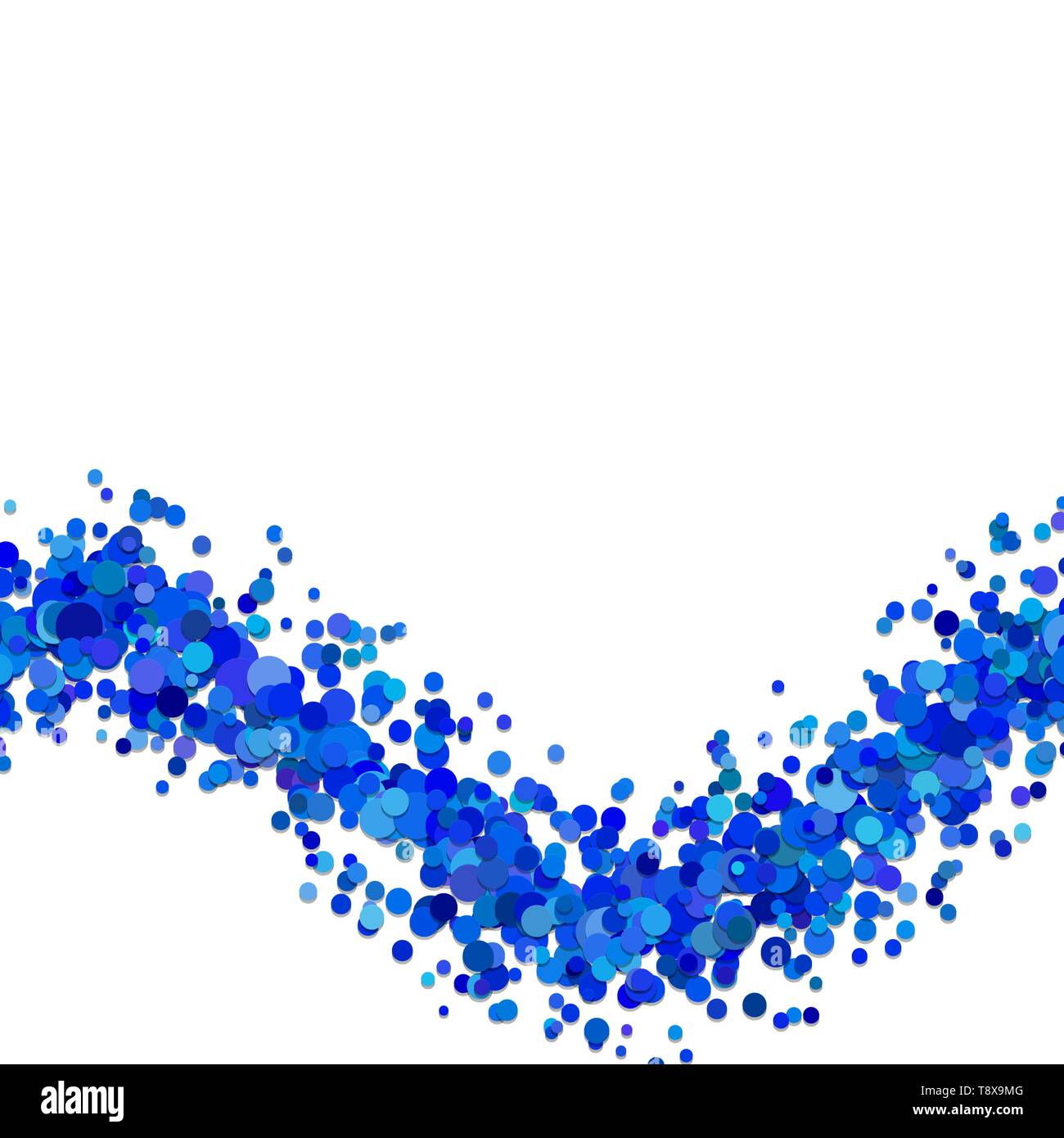 Abstract blank wavy scattered confetti dot background template Stock Vector