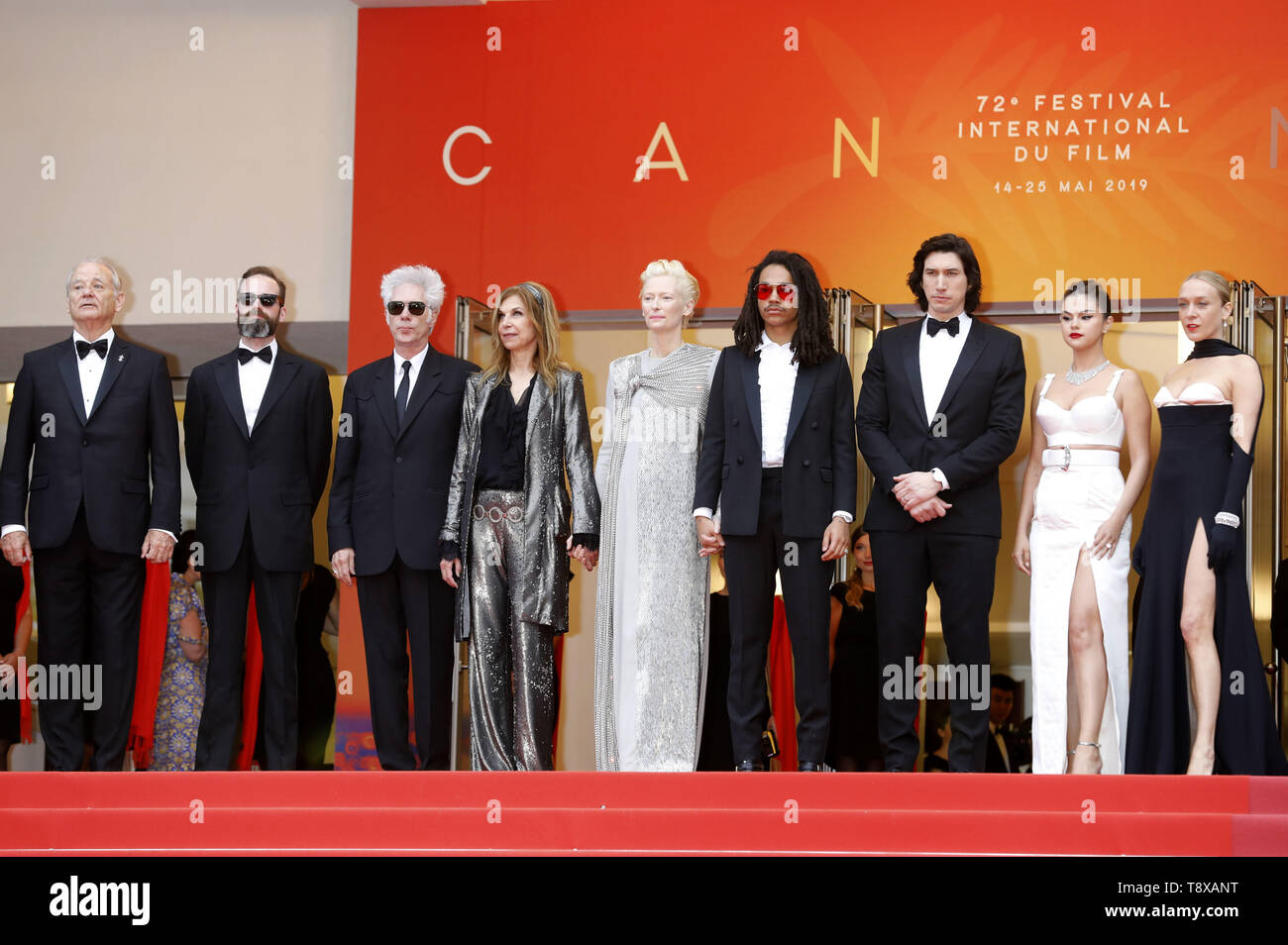 Bill Murray, Carter Logan, Jim Jarmusch, Sara Driver, Tilda Swinton, Luka Sabbat, Adam Driver, Selena Gomez and Chloe Sevigny attending the opening ceremony and screening of 'The Dead Don't Die' during the 72nd Cannes Film Festival at the Palais des Festivals on May 14, 2019 in Cannes, France | usage worldwide Stock Photo