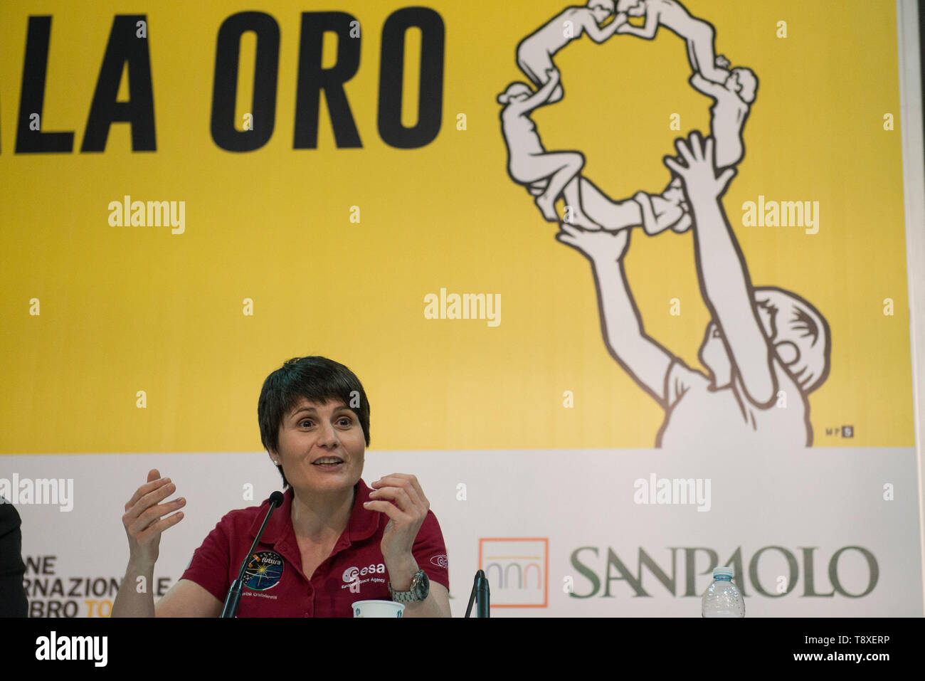 Turin, Piedmont, Italy. 9th May, 2019. Turin, Italy-May 9, 2019: Samantha Cristoforetti during the Inauguration of the Turin International Book Fair Credit: Stefano Guidi/ZUMA Wire/Alamy Live News Stock Photo