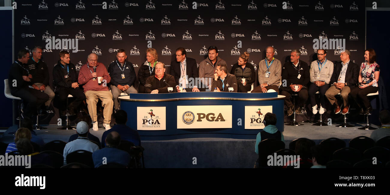 Bethpage, New York, USA. 15th May, 2019. CBS Sports Media during a press conference at the 101st