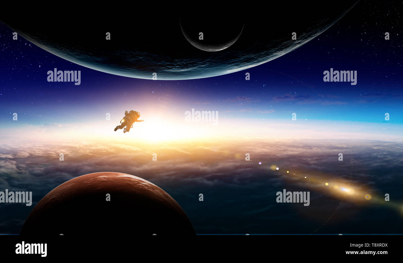 Abstract planets and space background Stock Photo - Alamy