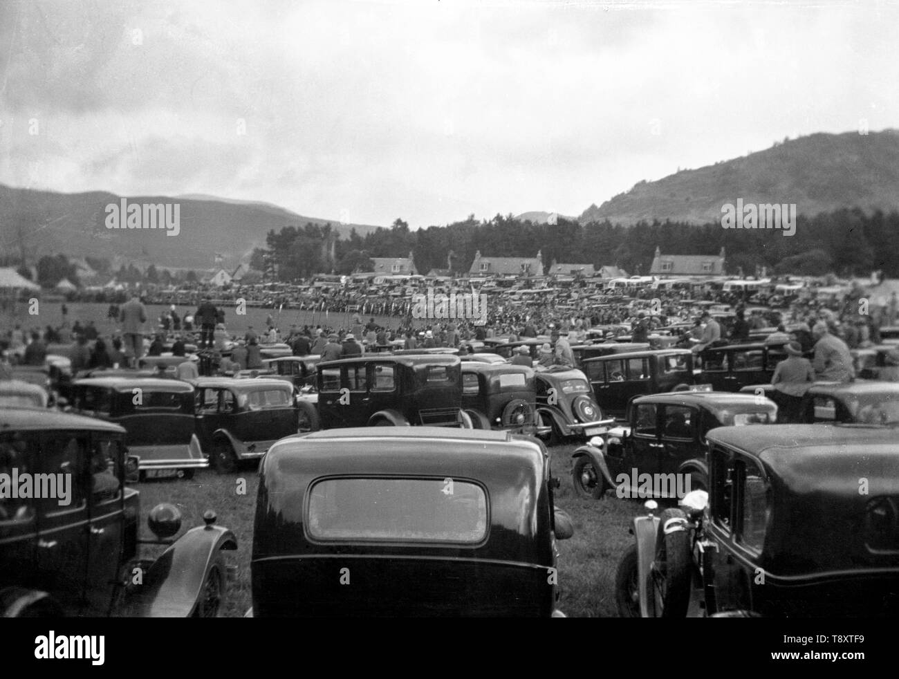 Cars Parked at a Highland Games in Scotland c1937 Stock Photo